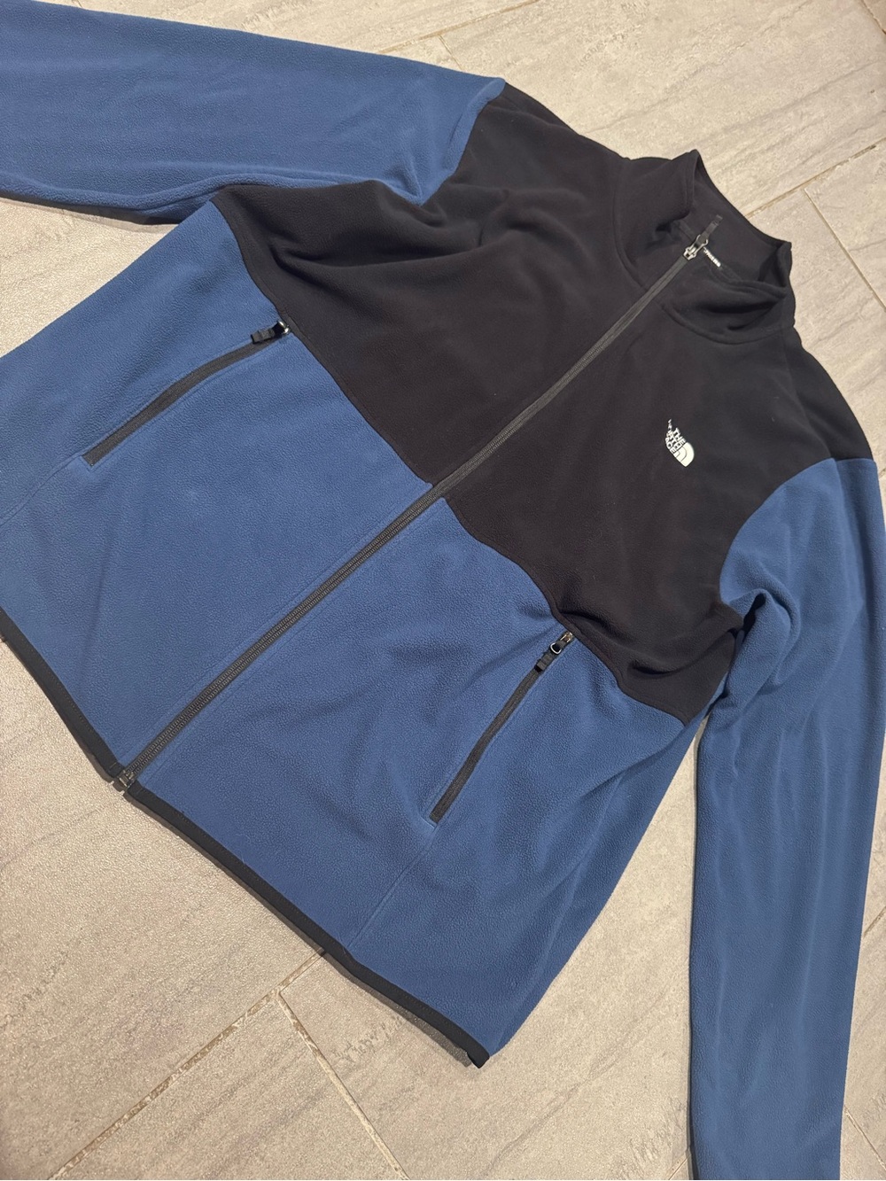 The North Face Men's Navy Blue Black Zip Up Long Sleeve Fleece Jacket Size XXL